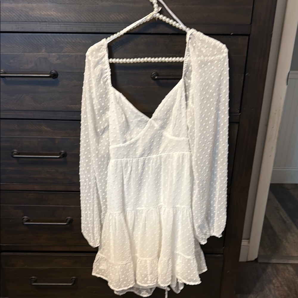 Lulu's Ivory Textured Long Sleeve Dress